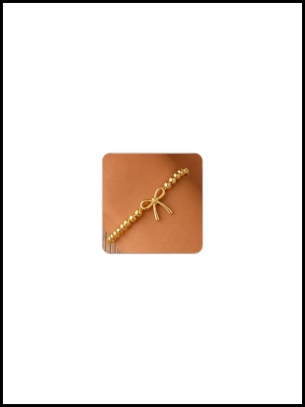 14K Gold Plated Stretch Beaded Bow Bracelet Stackable Jewelry for Women